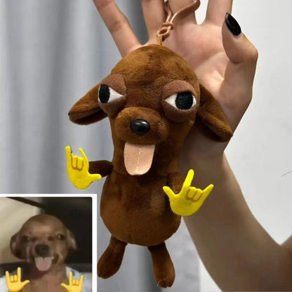 Comedic chihuahua plush puppy posing as home decor