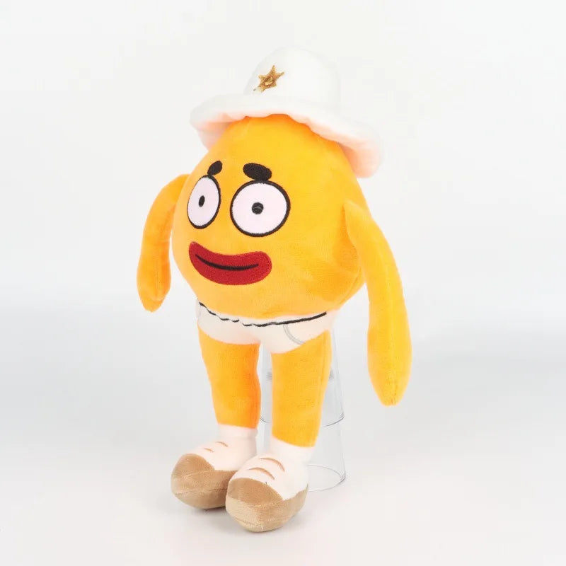 Comedy horror co-op game plush sitting on shelf co-op game merchandise display
