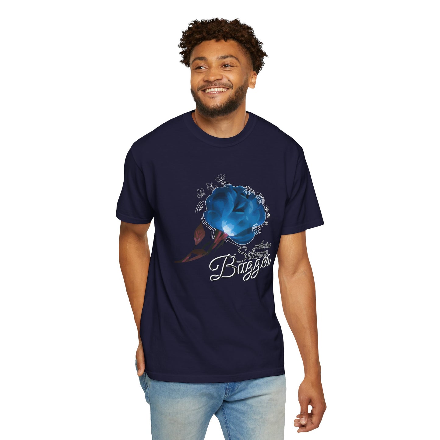 Comfort Colors 1717 garment dyed floral unisex tee label and construction detail closeup
