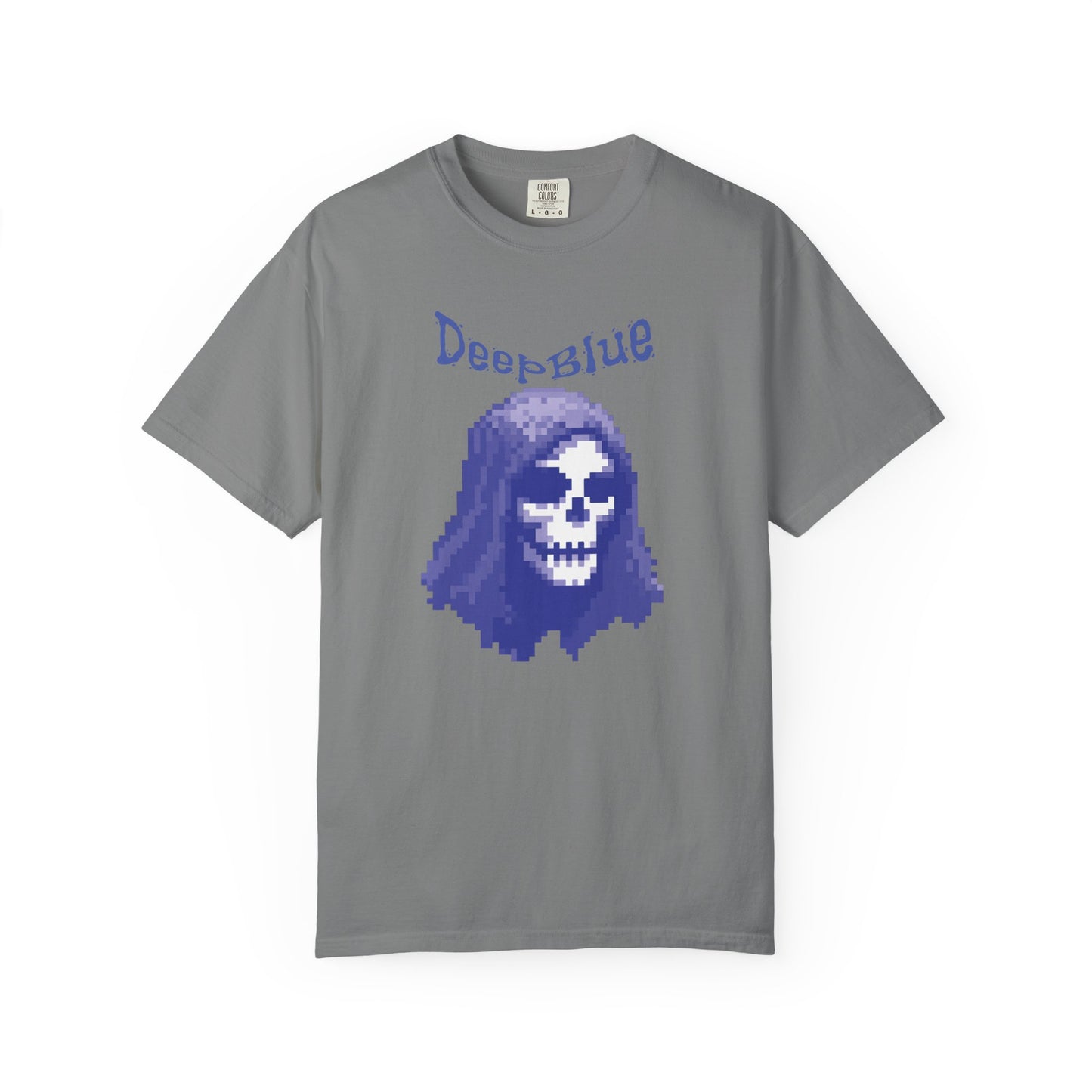 Comfort Colors 1717 heavyweight garment-dyed tee in Deep Blue pirate design
