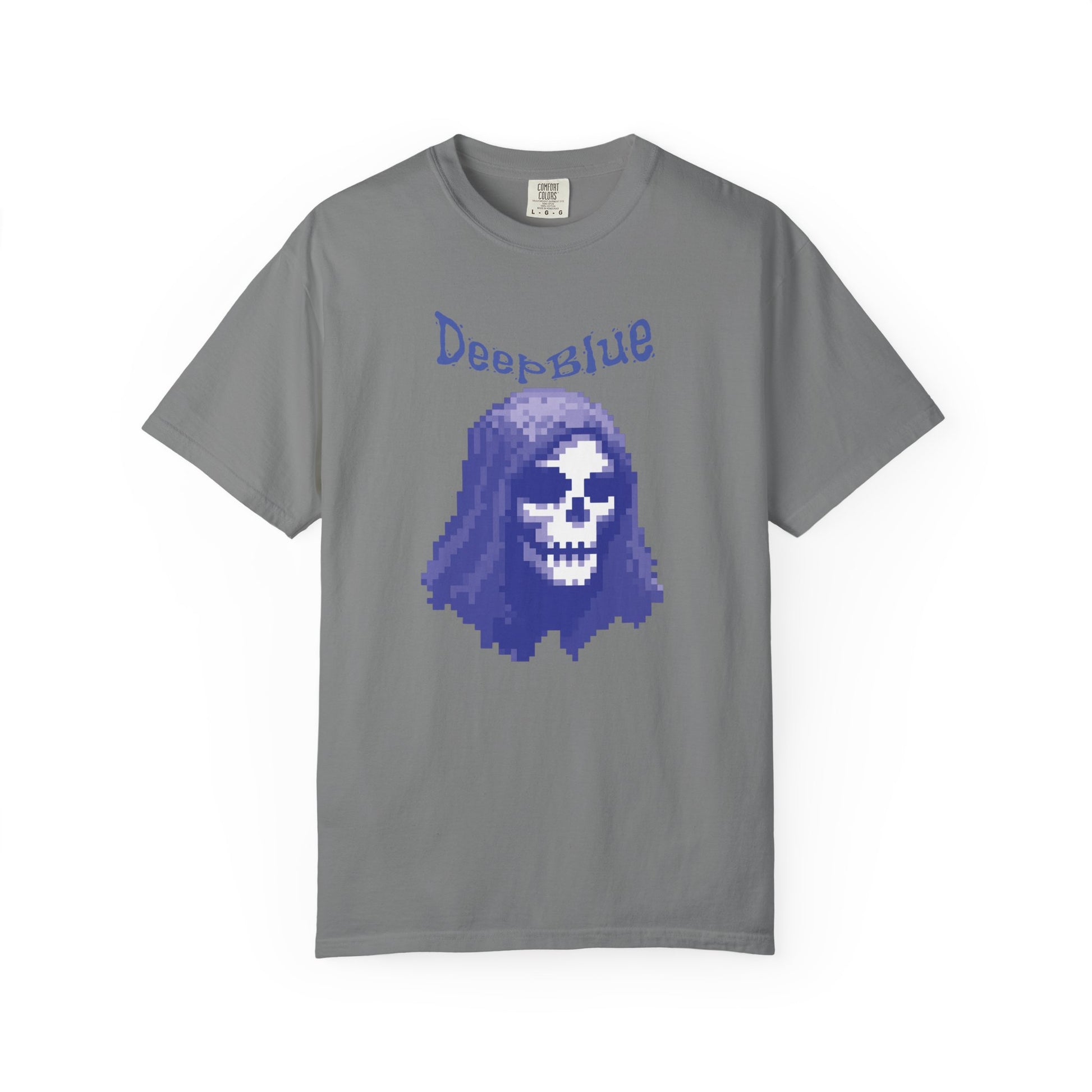 Comfort Colors 1717 heavyweight garment-dyed tee in Deep Blue pirate design
