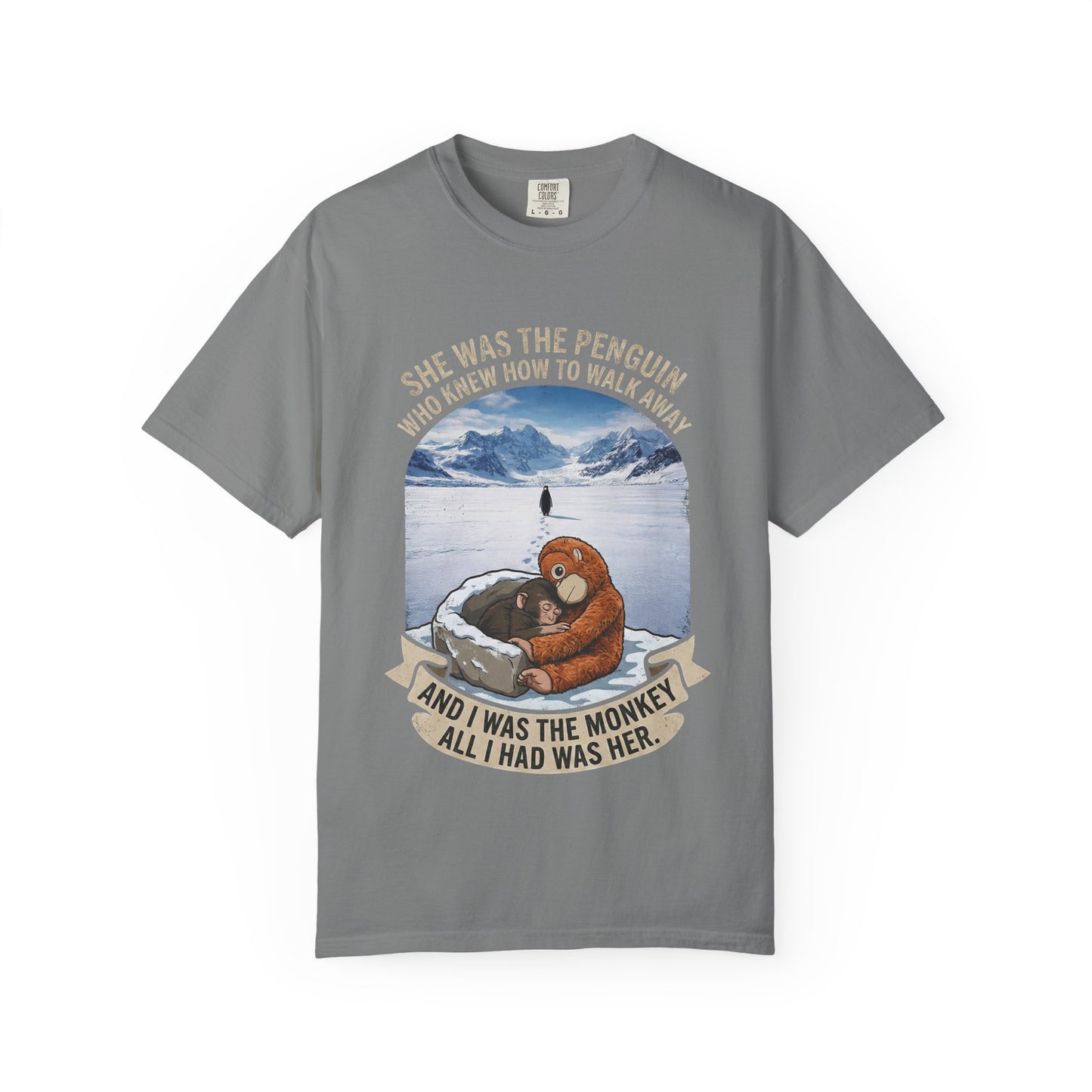 Comfort Colors 1717 pepper wash monkey penguin t-shirt