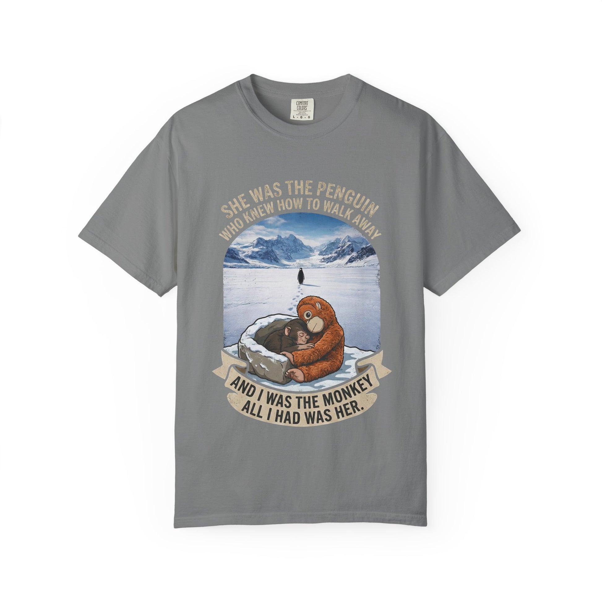 Comfort Colors 1717 pepper wash monkey penguin t-shirt
