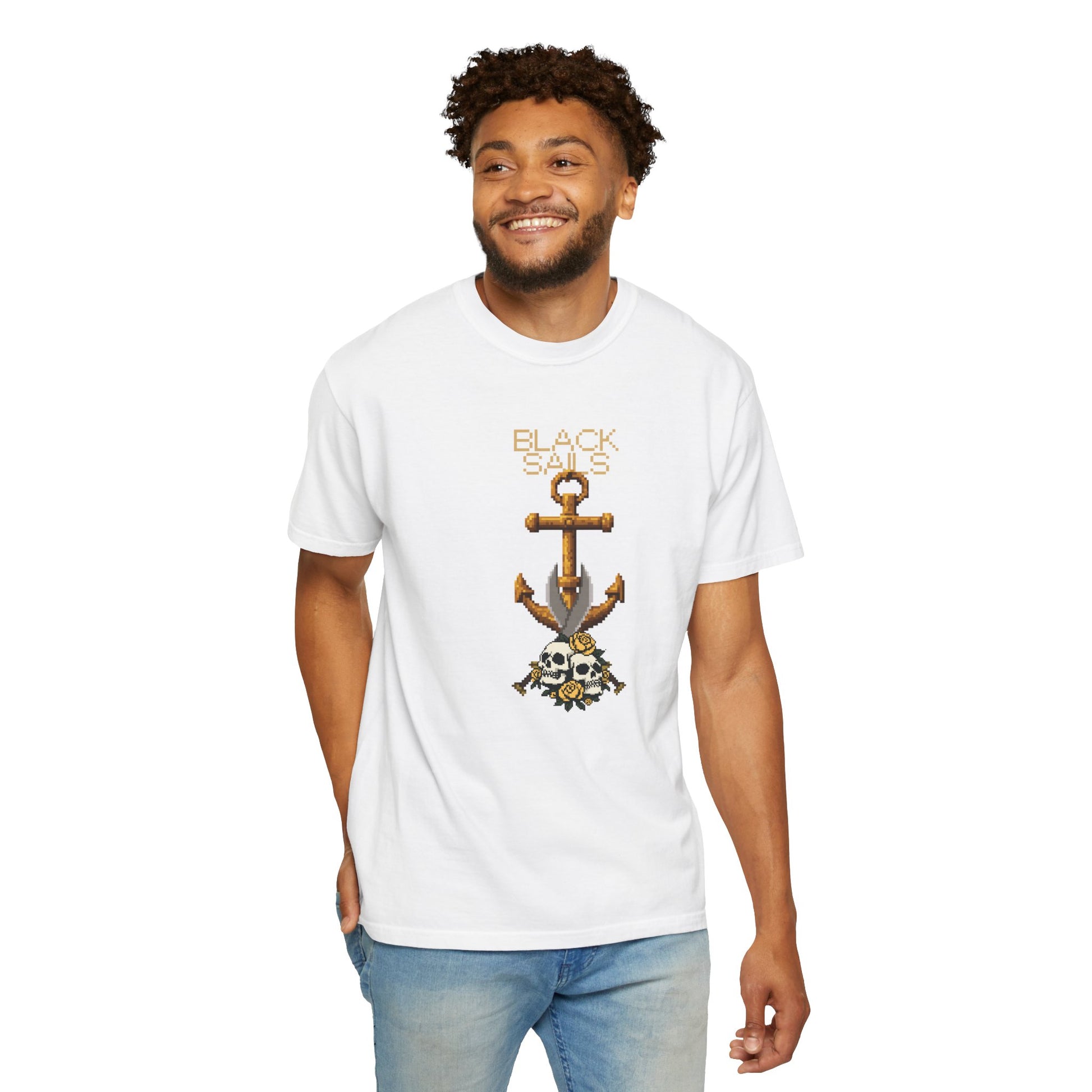Comfort Colors 1717 skull tee garment dye texture visible in direct sunlight
