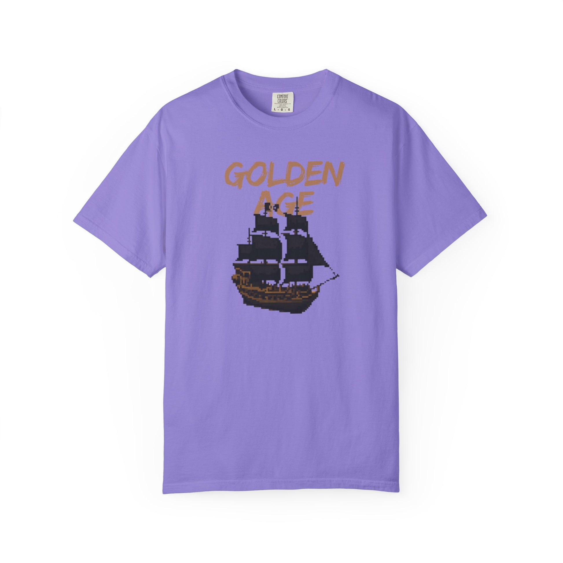 Comfort Colors 1717 vintage maritime shirt with golden age pirate pixel art graphic
