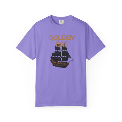 Comfort Colors 1717 vintage maritime shirt with golden age pirate pixel art graphic
