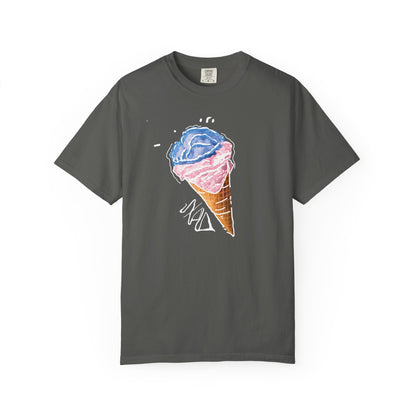 Comfort Colors garment-dyed tee with watercolor ice cream cone chest print