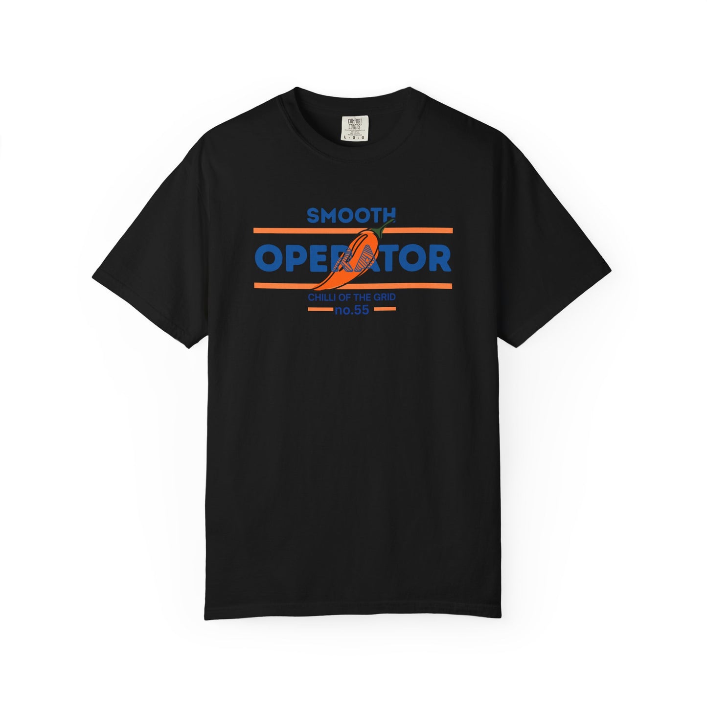 Comfort Colors heavyweight t-shirt with a witty Smooth Operator chili pepper racing graphic