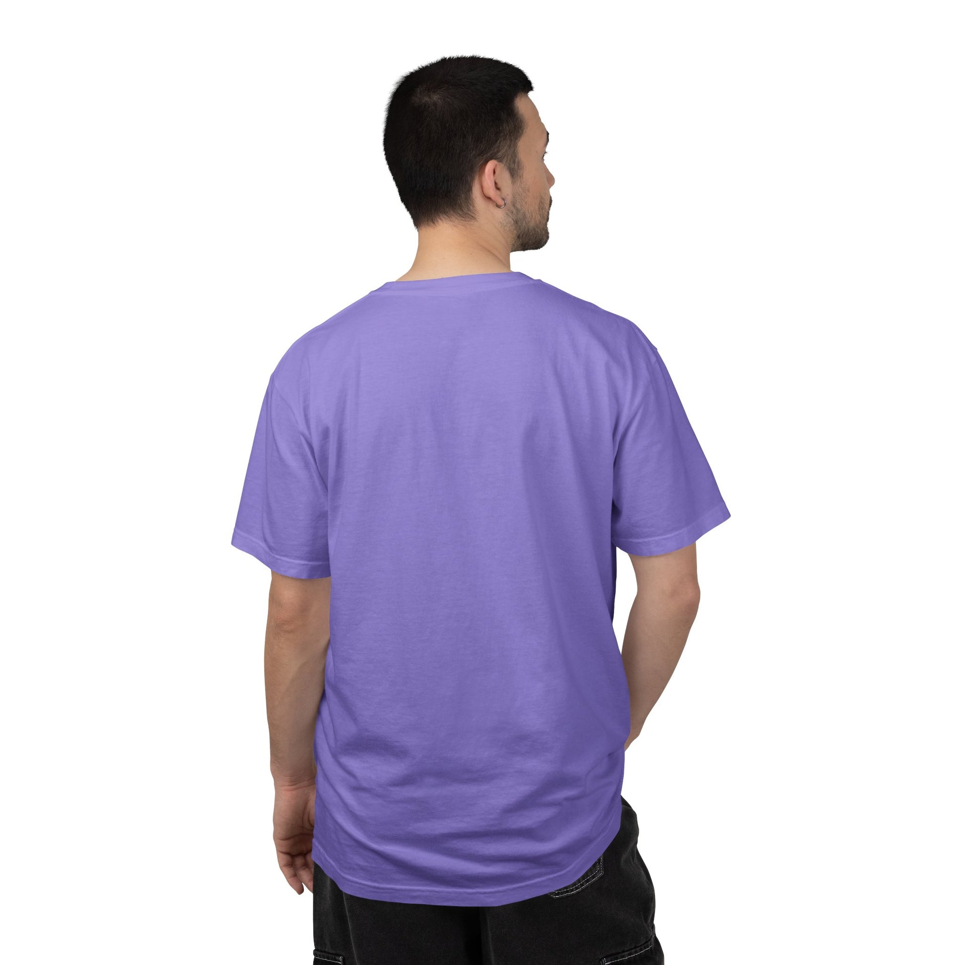 Comfort Colors heavyweight tee with West Coast synthwave sunset car print