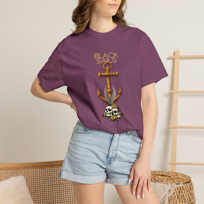 Comfort Colors skull tee product shot showing full graphic on black colorway
