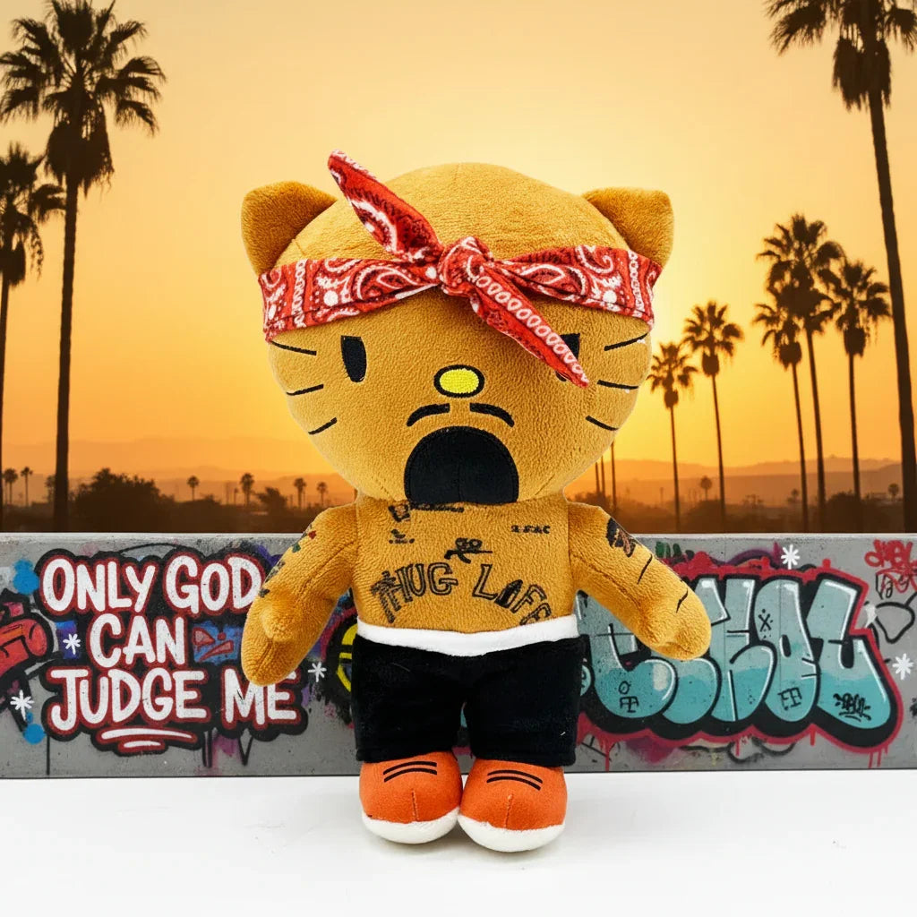 Comparison of the tupac plush toy size against a standard phone.