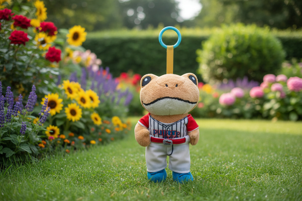 Concho frog plush with Puerto Rican sports jersey detail.