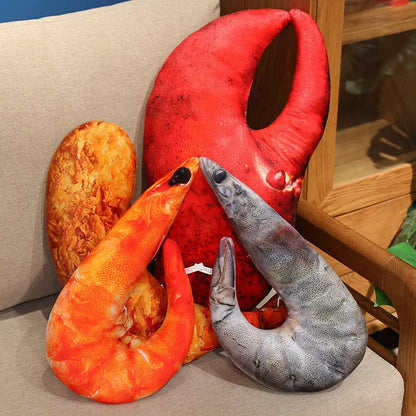 Cooked Seafood Plush raw shrimp variant soft realistic stuffed animal