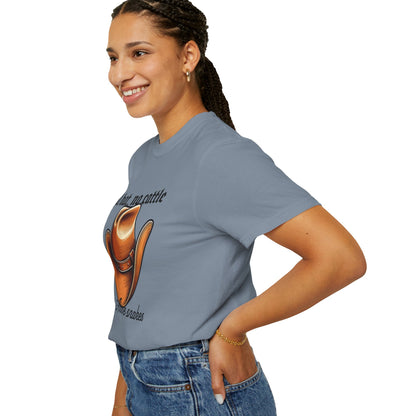 Country aesthetic t-shirt tucked into denim for a ranch ready look
