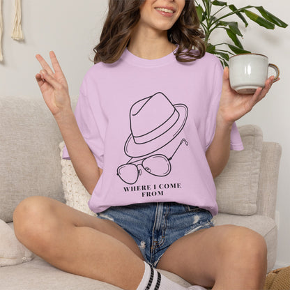 Country tribute tee Where I Come From cowboy hat