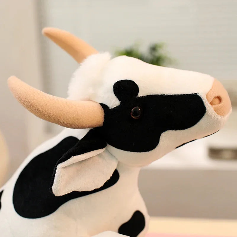 Cow gift for kids with child holding realistic 38cm cow stuffed toy