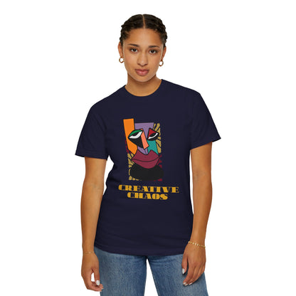 Creative chaos design t-shirt size chart S to 3XL
