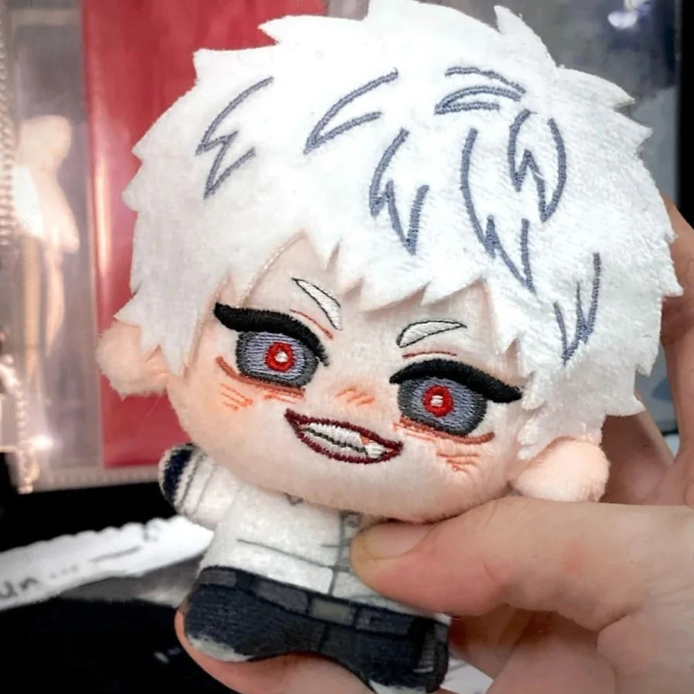 Creepy cute plush figure with unsettling wide-eyed expression
