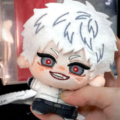 Creepy cute plush figure with unsettling wide-eyed expression
