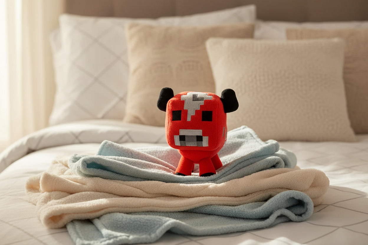 Cuddly farm animal plush in vibrant red color