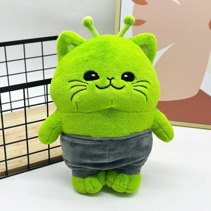 Cursed green cat plush toy desk display kawaii ugly cute
