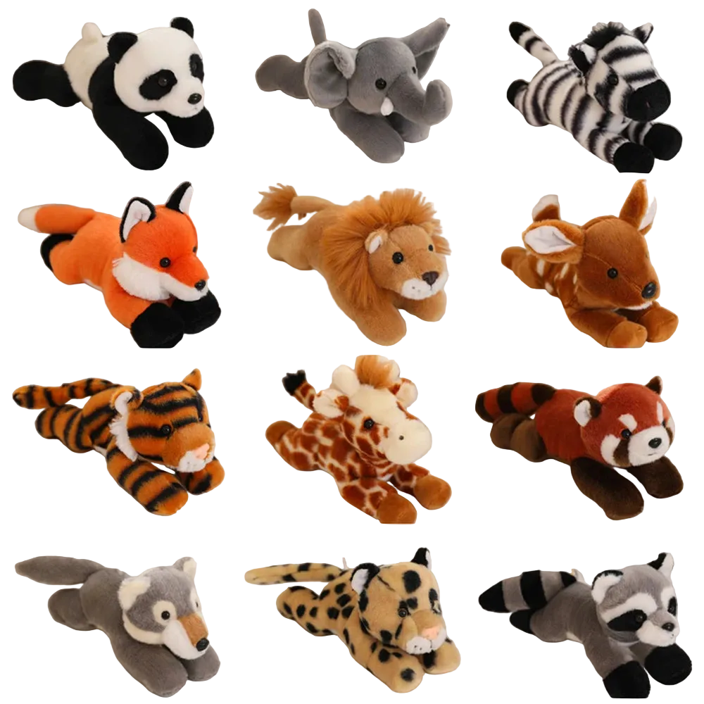 Cute 30cm lying lion plush toy realistic stuffed animal for kids