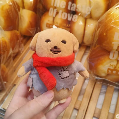 Cute Korean dog plush with neutral dazed expression
