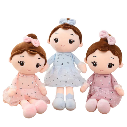 Cute angel girl plush 45cm sky blue soft stuffed doll front view white background