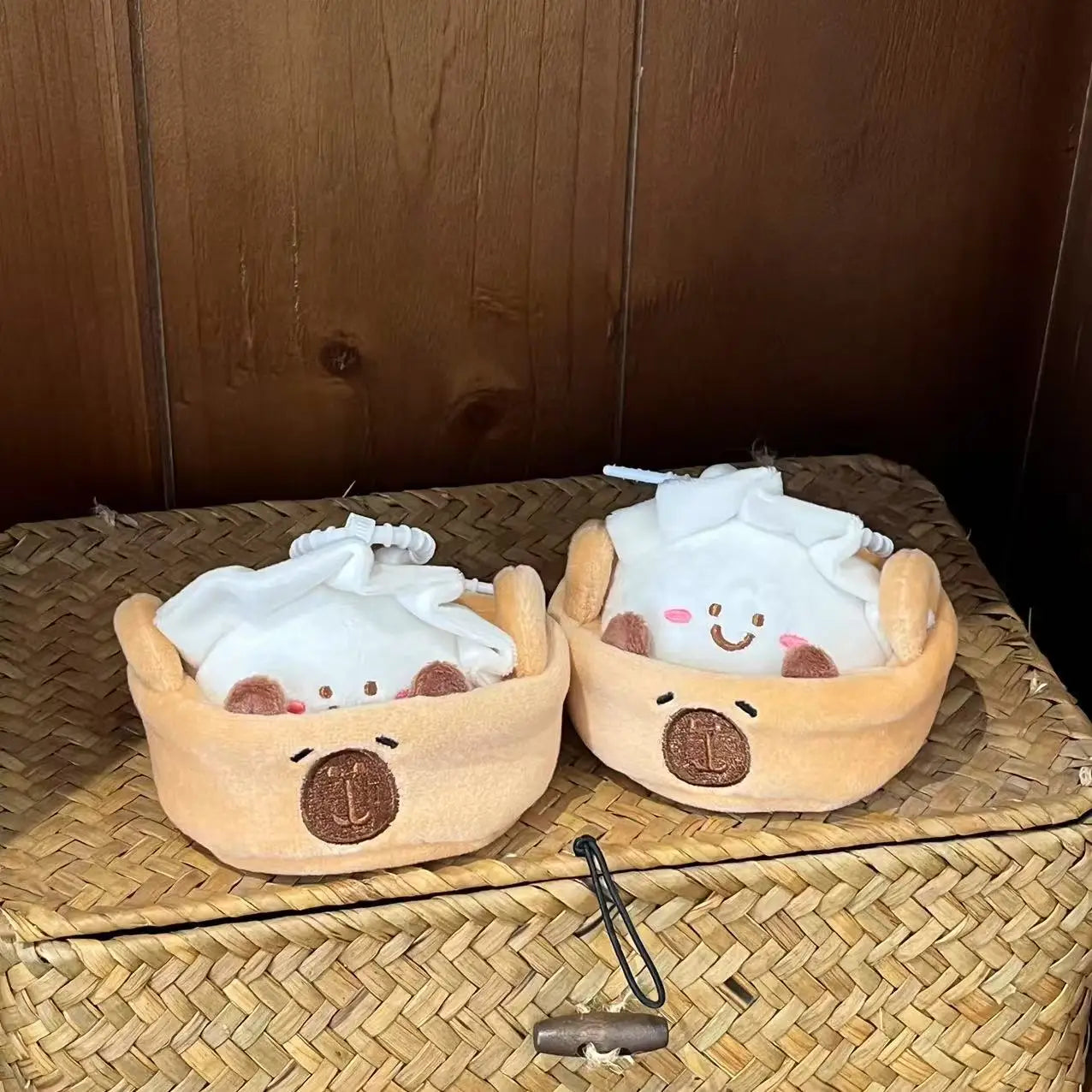 Cute anime keychain capybara dumpling plush in soft natural lighting product shot