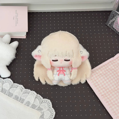 Cute anime plushie Chi styled in pastel kawaii display setting