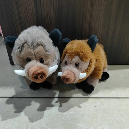 Cute boar plushie 20cm size shown next to ruler for scale