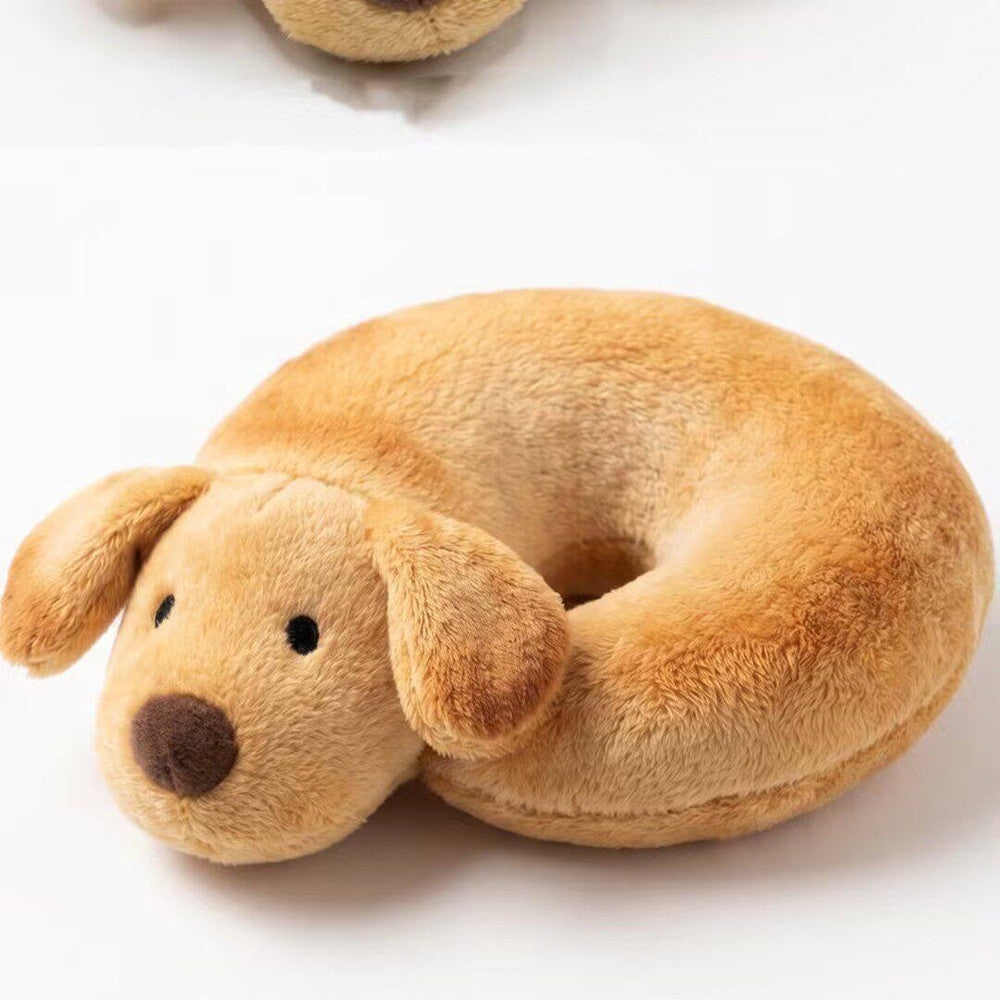 Cute dog keychain shaped like a toasted bagel donut soft plush