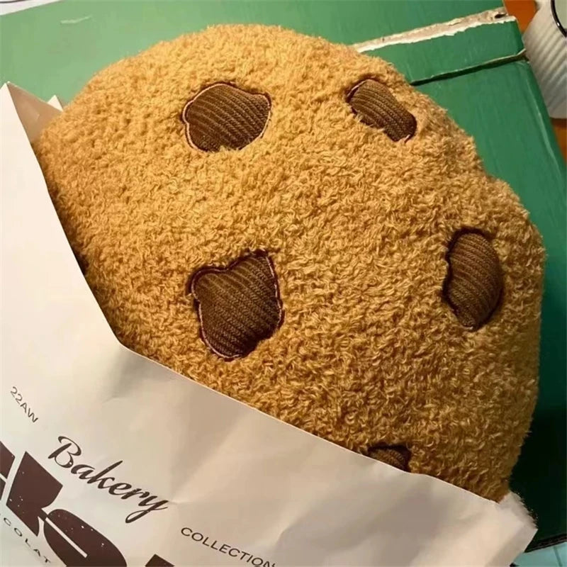 Cute food cushion 28cm cookie plush on a pastel shelf setup