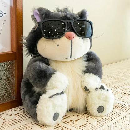 Cute gift for cat lovers — side eye cat plush wrapped and ready for gifting
