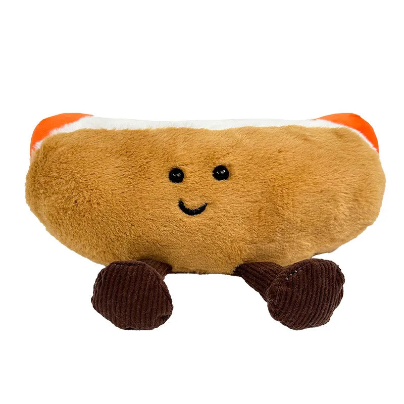Cute hot dog plush kawaii stuffed food toy 26cm front view white background