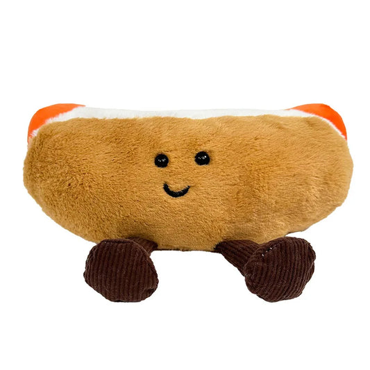 Cute hot dog plush kawaii stuffed food toy 26cm front view white background
