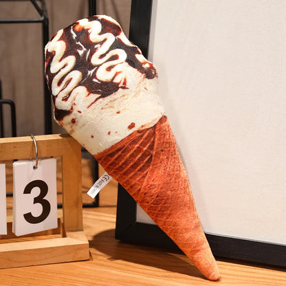 Cute ice cream plush collection display on white background