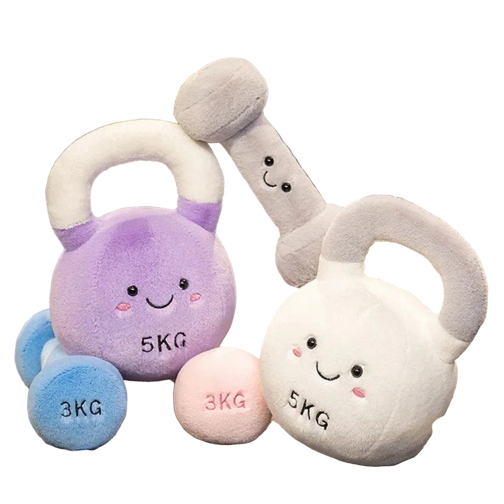 Cute kawaii kettlebell plush toy 20cm grey handmade stuffed gym equipment