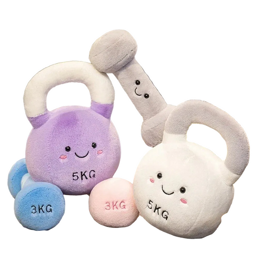 Cute kawaii kettlebell plush toy 20cm grey handmade stuffed gym equipment