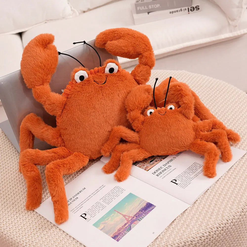 Cute lobster stuffed animal close up showing corduroy tail texture detail