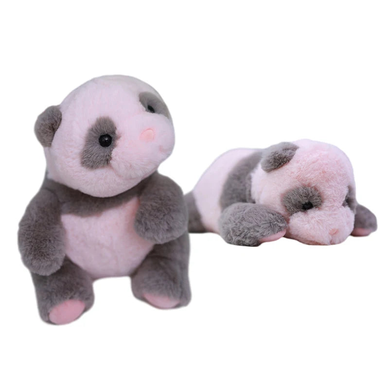 Cute pink baby panda plush newborn giant panda cub stuffed animal 20cm front view