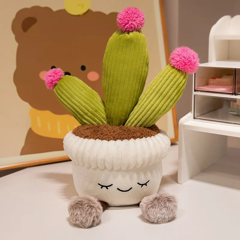 Cute plant plush gift wrapped kawaii smiling face potted flower birthday present