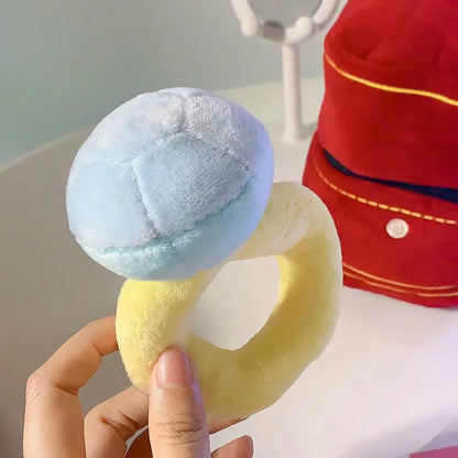 Cute proposal gift oversized plush diamond ring displayed as a romantic prop