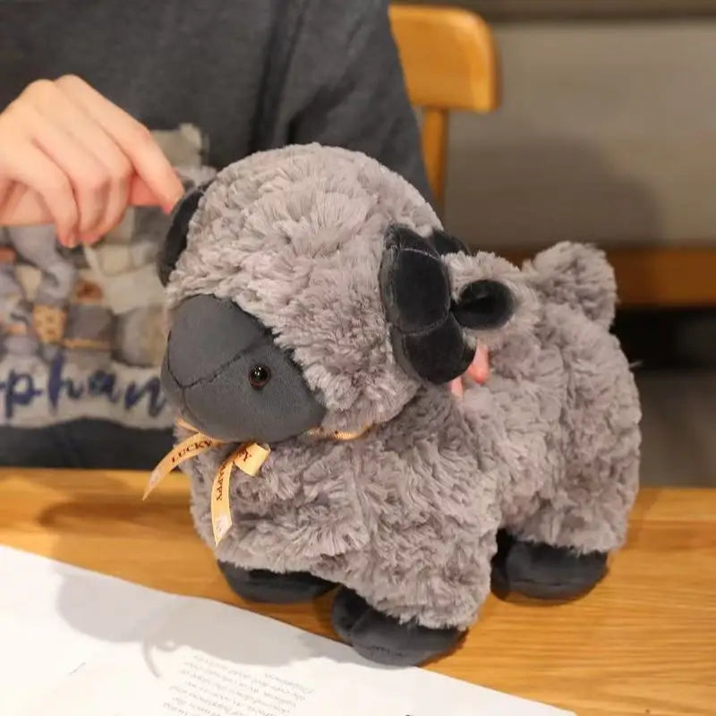 Cute ram plush toy with PP Cotton filling and cartoon-style horns