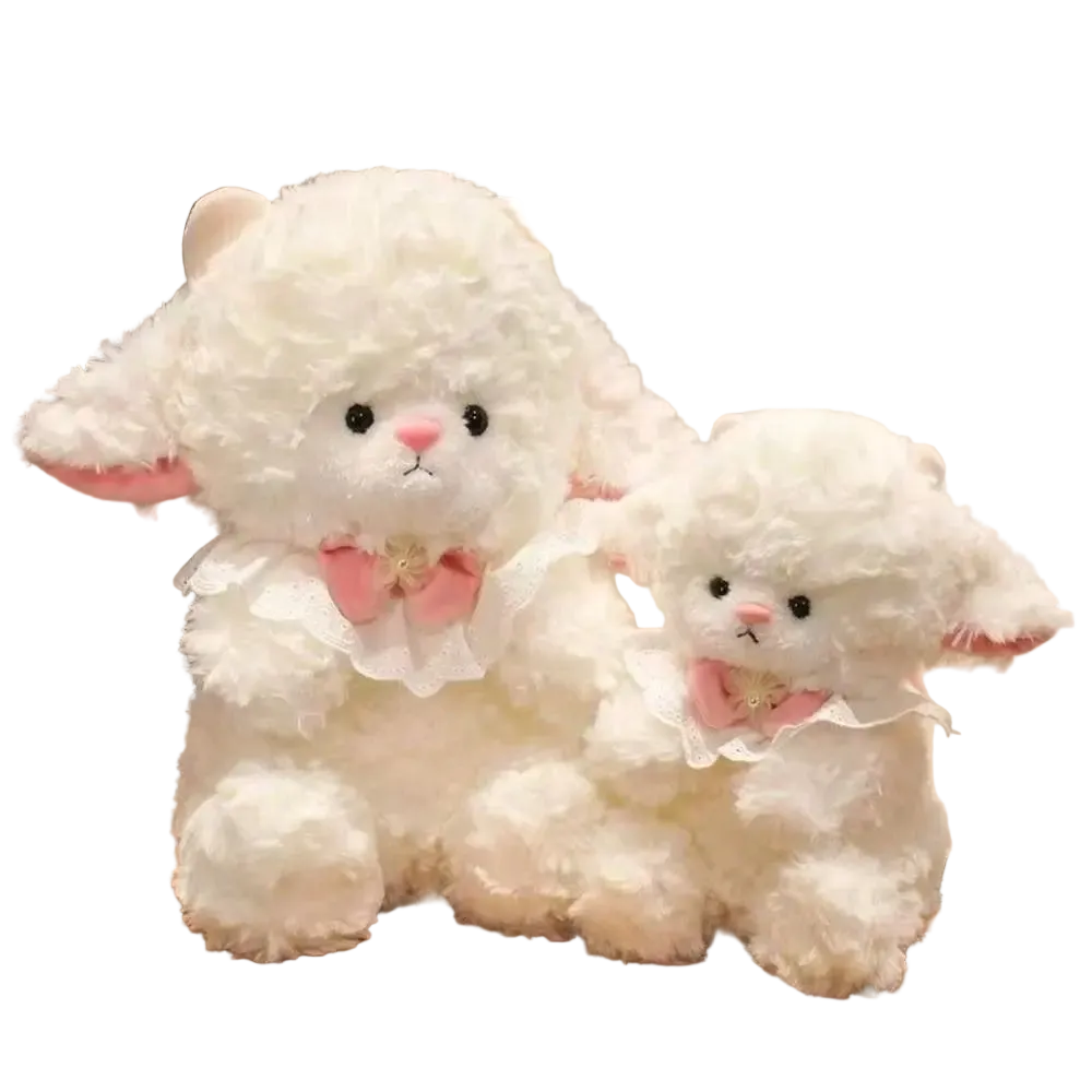 Cute sheep plush 25cm fluffy cotton stuffed animal on white background