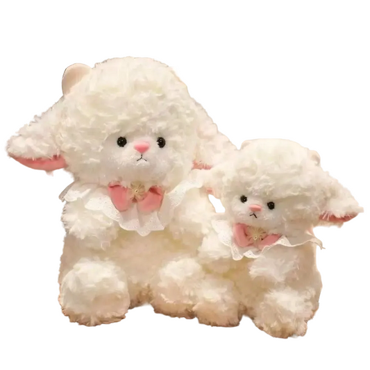 Cute sheep plush 25cm fluffy cotton stuffed animal on white background