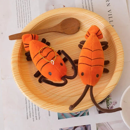 Cute shrimp toy plush charm - front view showing full silhouette