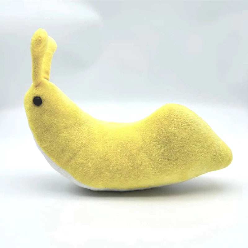 Cute slug stuffed animal with expressive cartoon face detail