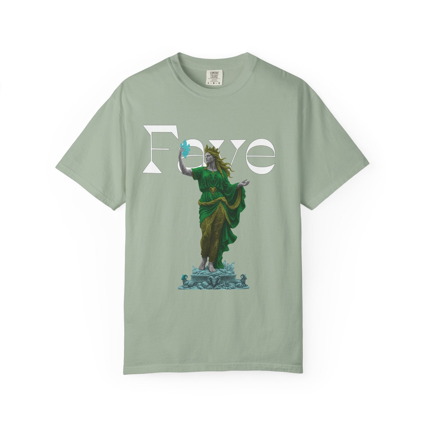 Dark academia t-shirt with classical statue and editorial typography

