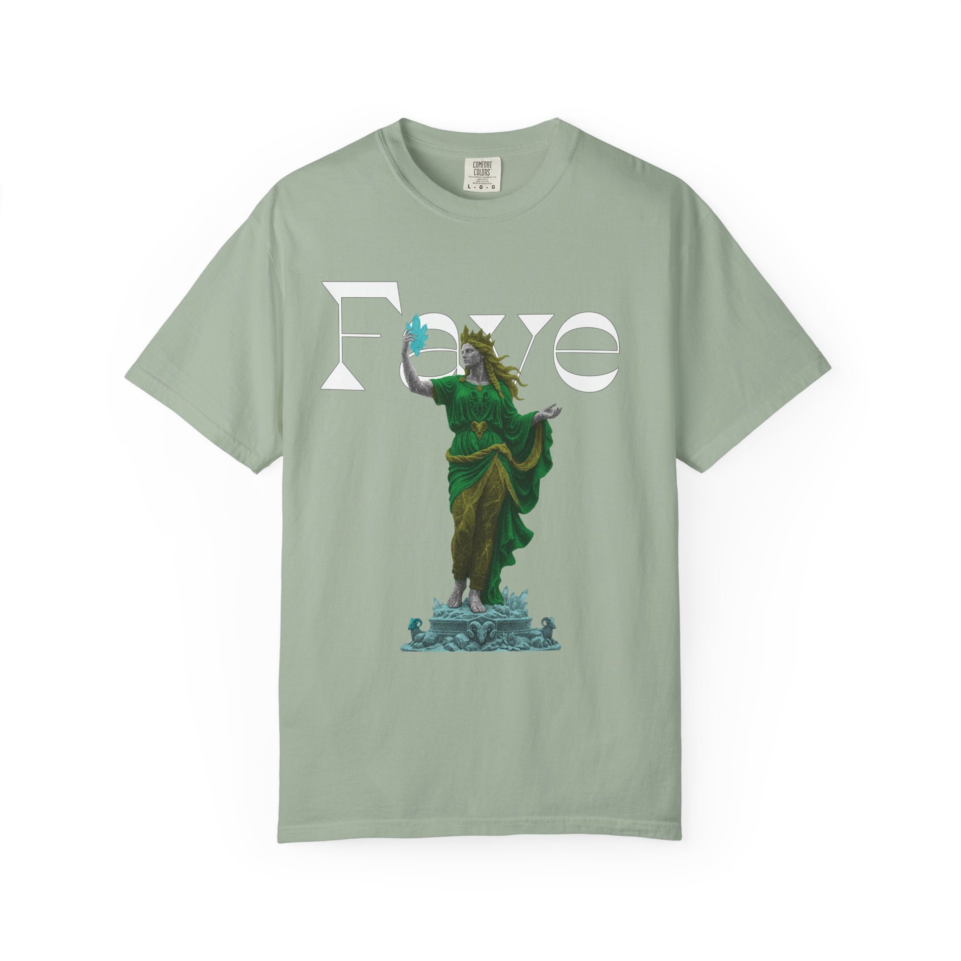 Dark academia t-shirt with classical statue and editorial typography
